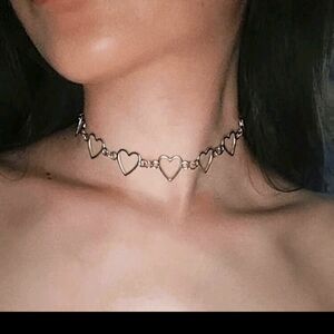 Heart Charm Choker Necklace